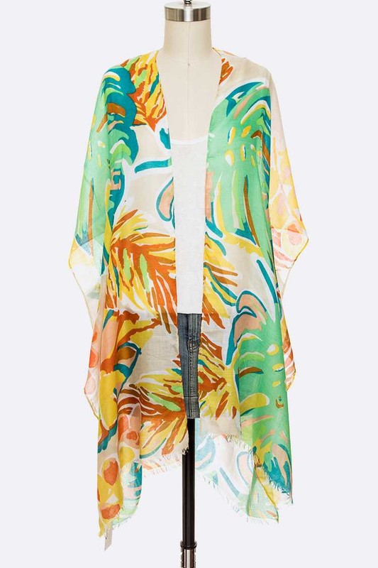 Tropical Floral Print Light Weight Kimono Cardigan LA Jewelry Plaza