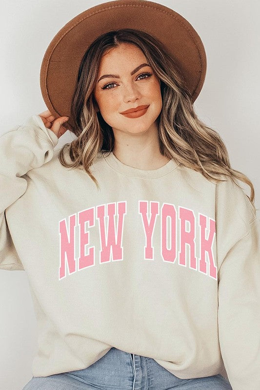 New York State Oversized Graphic Sweatshirts Color Bear