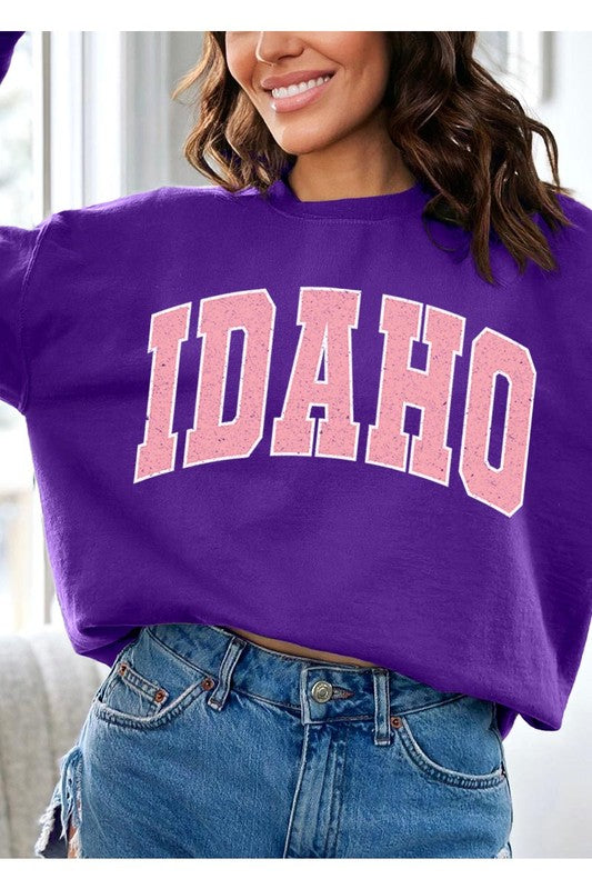 Idaho State Oversized Graphic Fleece Sweatshirts Color Bear