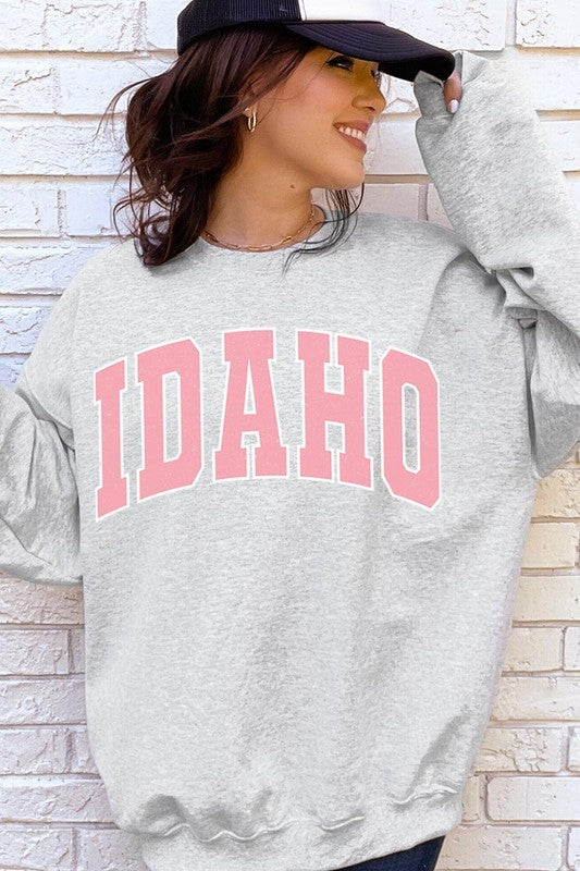 Idaho State Oversized Graphic Fleece Sweatshirts Color Bear