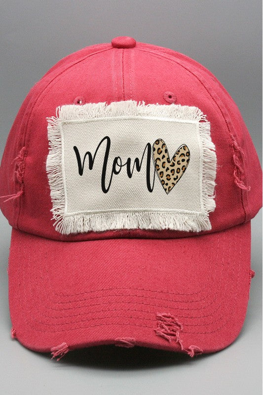 Mother's Day Mom Leopard Heart Patch Hat Cali Boutique