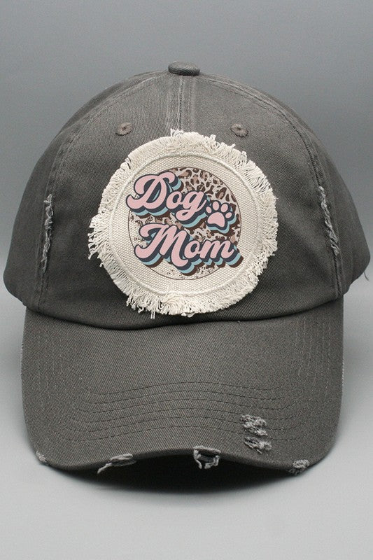 Dog Mom Pink Leopard Circle Patch Hat Cali Boutique