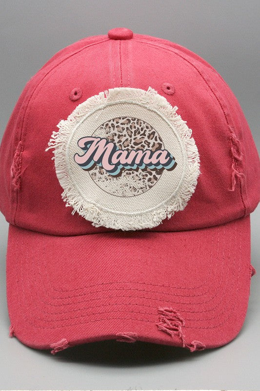 Mother's Day Mama Pink Leopard Circle Patch Hat Cali Boutique