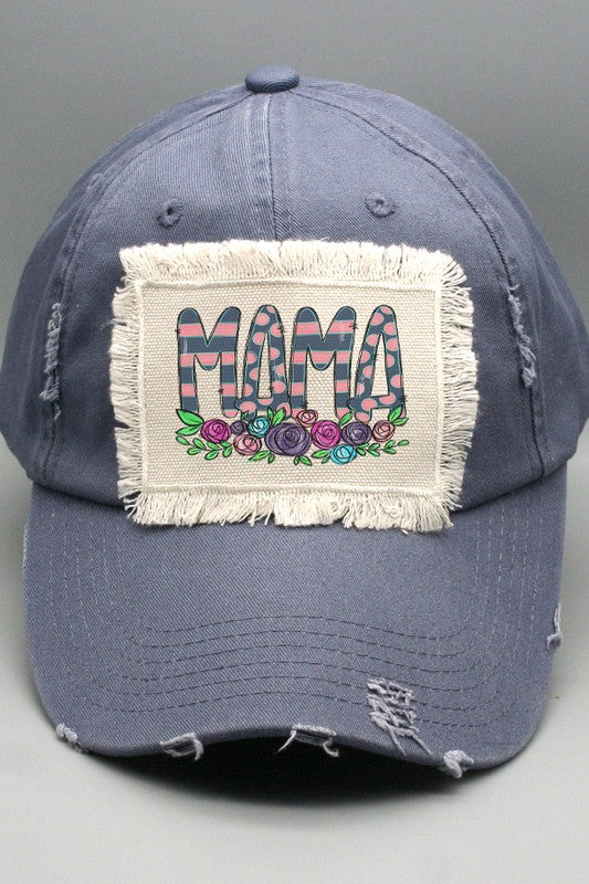 Mother's Day Striped Mama Floral Patch Hat Cali Boutique