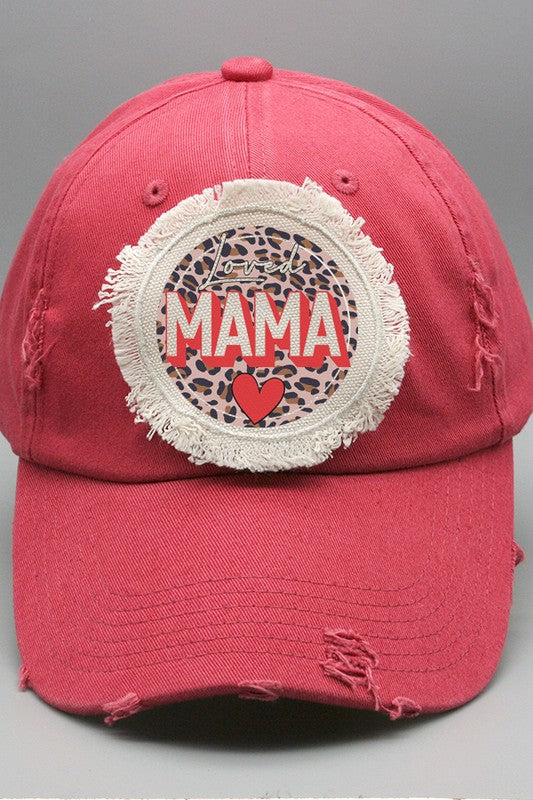 Mother's Day Loved Mama Leopard Circle Patch Hat Cali Boutique
