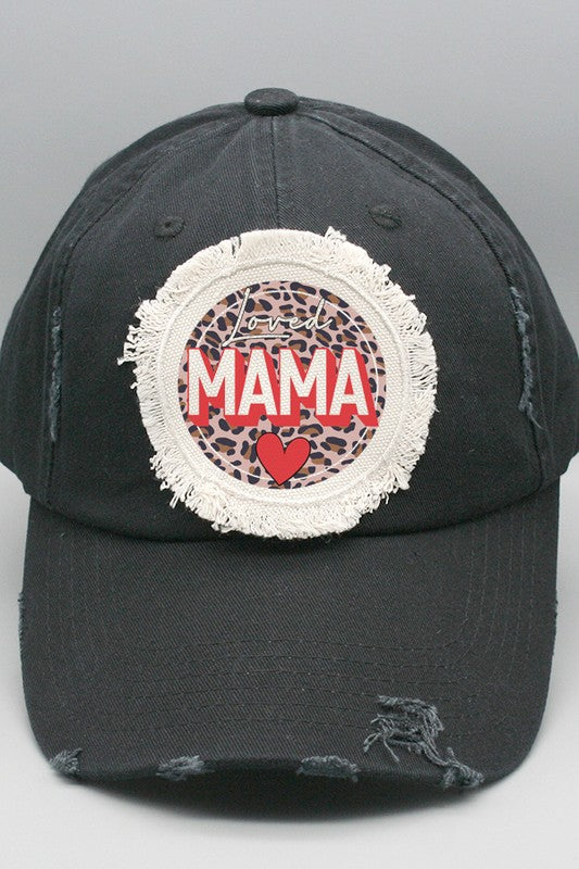 Mother's Day Loved Mama Leopard Circle Patch Hat Cali Boutique