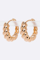 Scallop Textured Shiny Chunky Hoop Earrings LA Jewelry Plaza