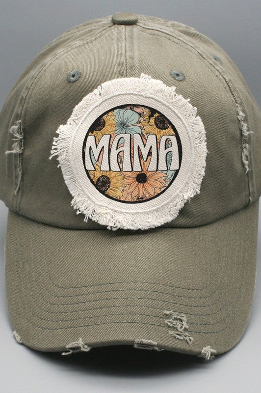Mom gifts Mama Sunflower Circle Patch Hat Cali Boutique