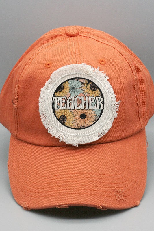 Teacher Gifts Teacher Sunflower Circle Patch Hat Cali Boutique