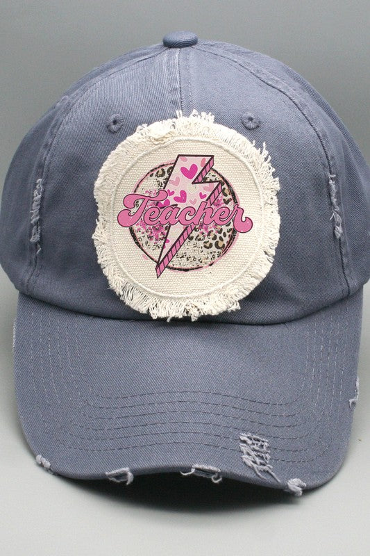 Teacher Gifts Teacher Pink Bolt Patch Hat Cali Boutique