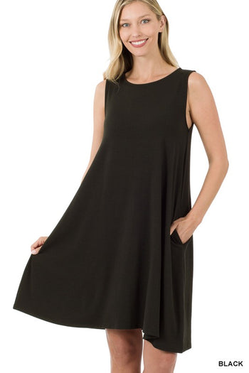 Sleeveless Flared Dress with Side Pockets ZENANA