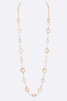 Pearl Station Chain Link Long Necklace LA Jewelry Plaza