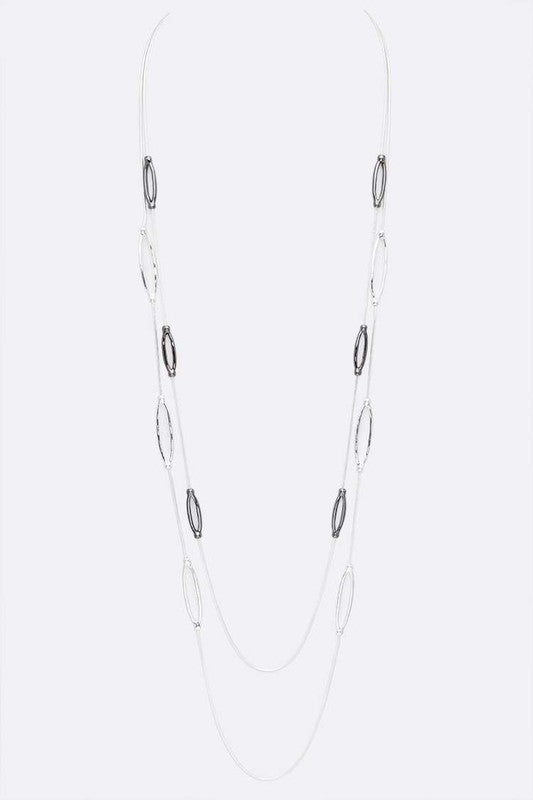 Mix Plated Station Layered Long Necklace LA Jewelry Plaza