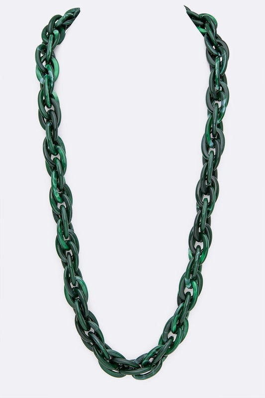 INTERLOCK RESIN CHAIN LINK LONG NECKLACE LA Jewelry Plaza