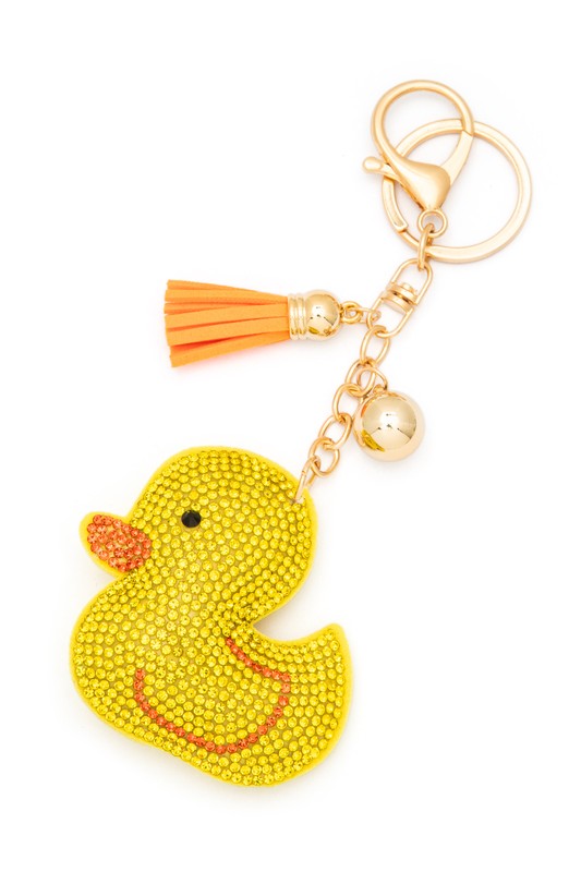 Yellow Duck Rhinestone Pillow Key Chain LA Jewelry Plaza