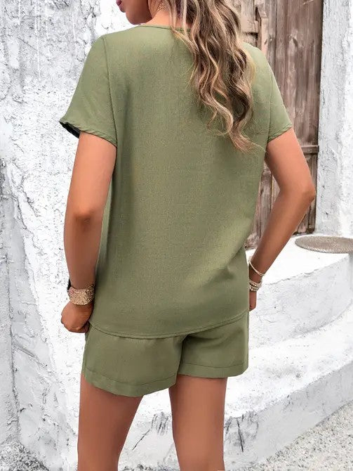 Women's 2 Piece Tshirt Pajama Set Short Sleeve Set YNIQUE