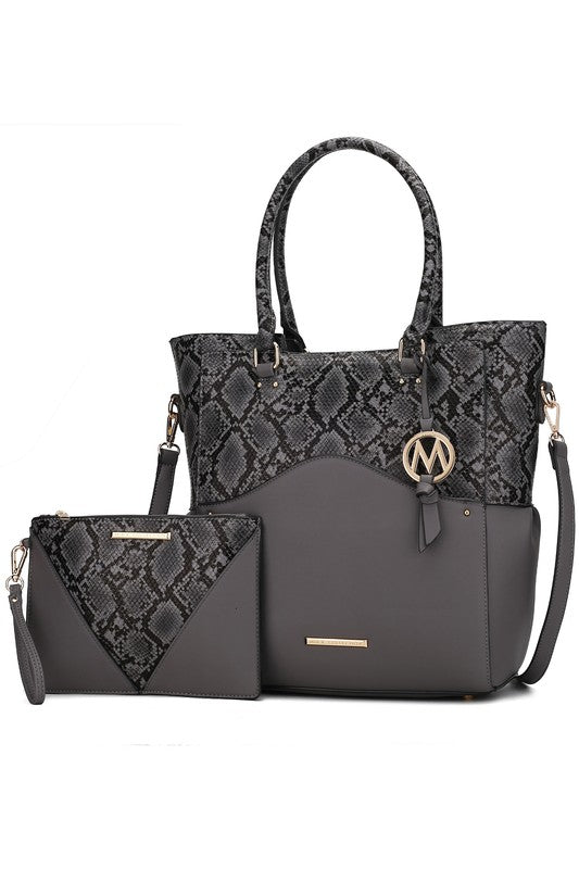 MKF Iris Snake Tote Bag Wristlet Pouch by Mia K MKF Collection by Mia K