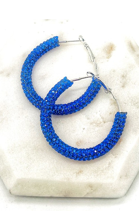 Royal Blue Glitter Hoop Earrings Independence Day Baubles by B