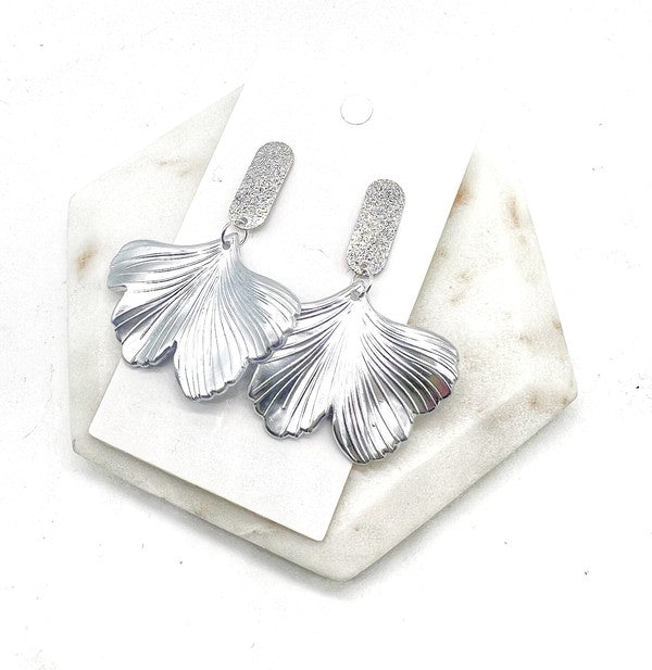 Silver Ginkgo Leaf Earrings Baubles by B