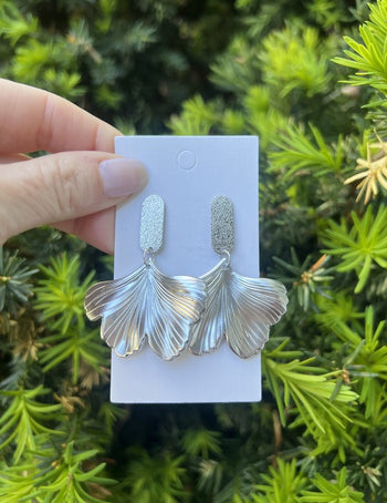 Silver Ginkgo Leaf Earrings Baubles by B