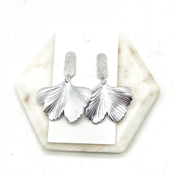 Silver Ginkgo Leaf Earrings Baubles by B