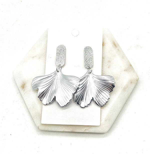 Silver Ginkgo Leaf Earrings Baubles by B