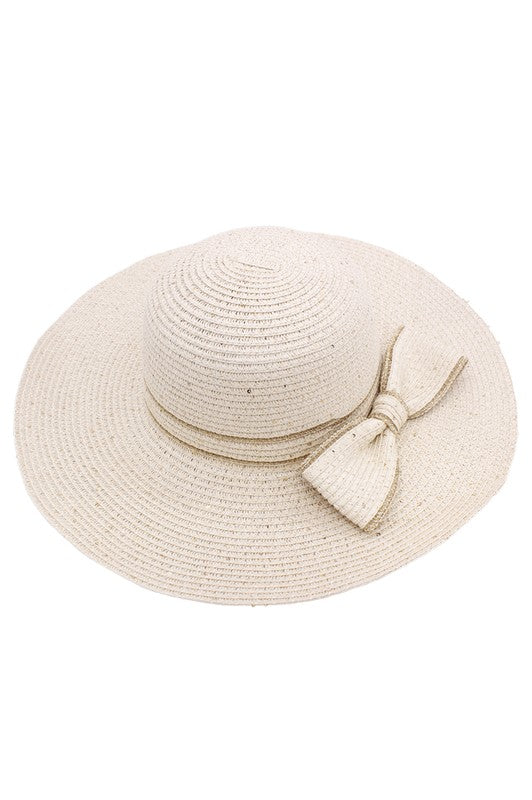SCATTERED SEQUIN BOW STRAW HAT Bella Chic