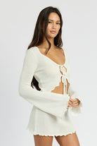 SHEER LONG SLEEVE CARDIGAN WITH FRONT TIE Emory Park