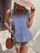 Tiered V-Neck Sleeveless Tank Casual Chic Boutique