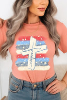 Freedom Cross 4th of July Graphic T Shirts Color Bear