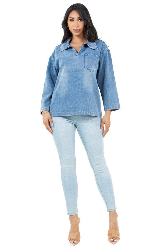 WOMEN FASHION DENIM TOP By Claude