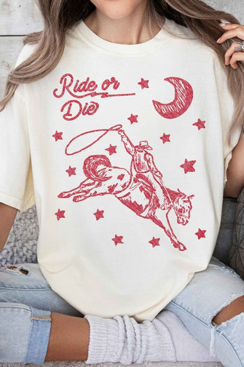 RIDE OR DIE WESTERN COWBOY GRAPHIC TEE ALPHIA