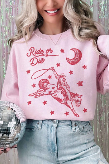 RIDE OR DIE WESTERN COWBOY GRAPHIC SWEATSHIRT ALPHIA