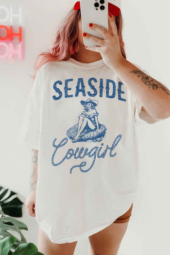 SEASIDE COWGIRL WESTERN OVERSIZED GRAPHIC TEE ALPHIA