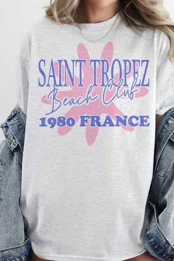 SAINT TROPEZ BEACH CLUB OVERSIZED GRAPHIC TEE ALPHIA