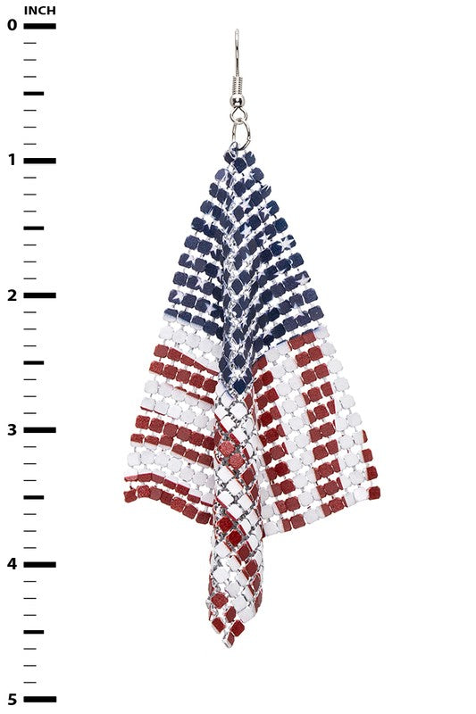 USA Flag Chainmail Iconic Earrings LA Jewelry Plaza