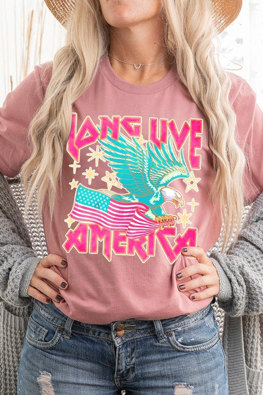 Long Live America Eagle Graphic T Shirts Color Bear
