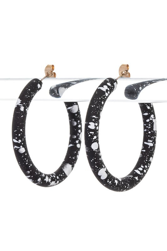 Splatter Paint Resin Hoop Earrings LA Jewelry Plaza