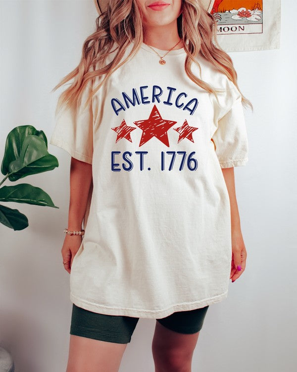America Est 1776 Comfort Color Tee Ocean and 7th