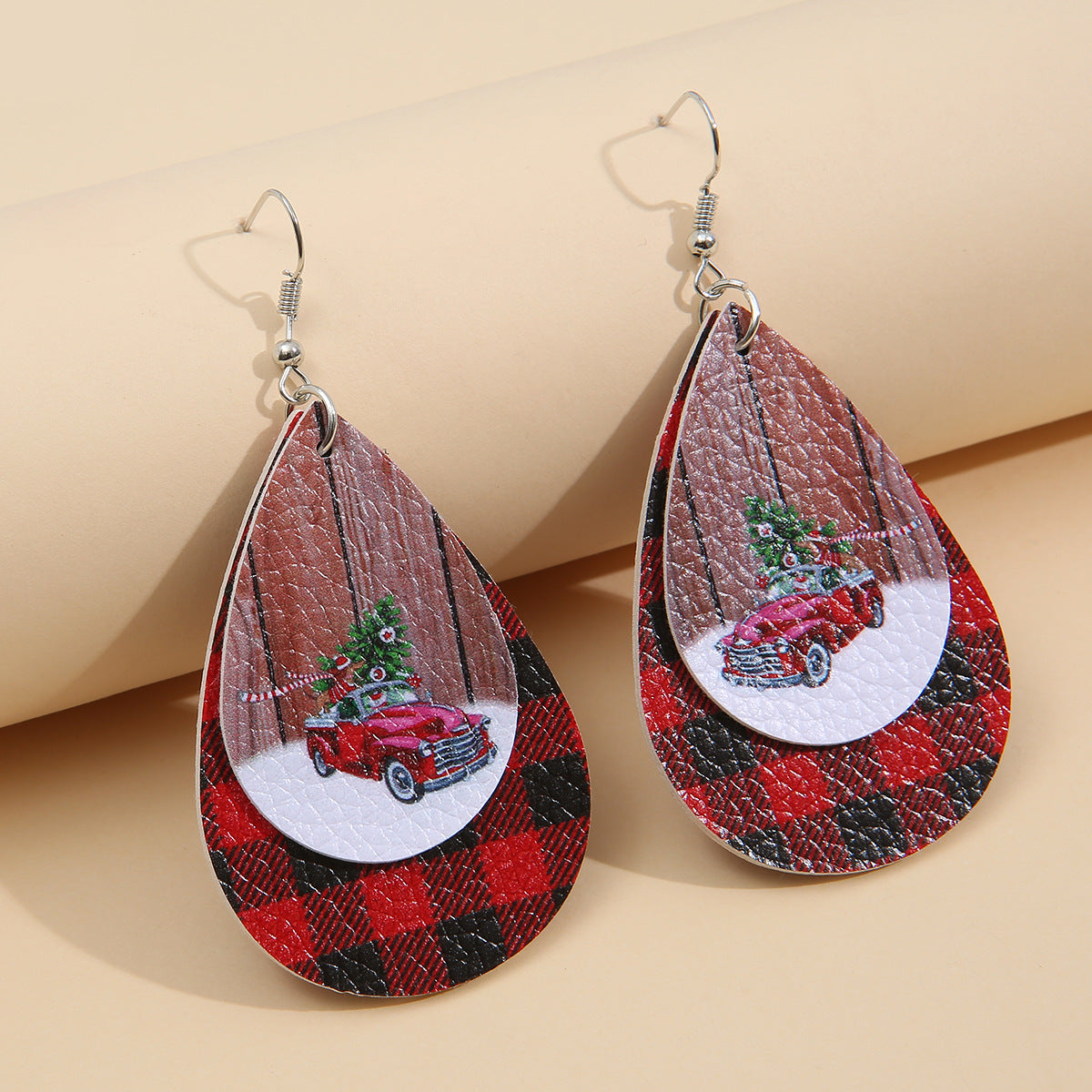 Plaid Teardrop Earrings