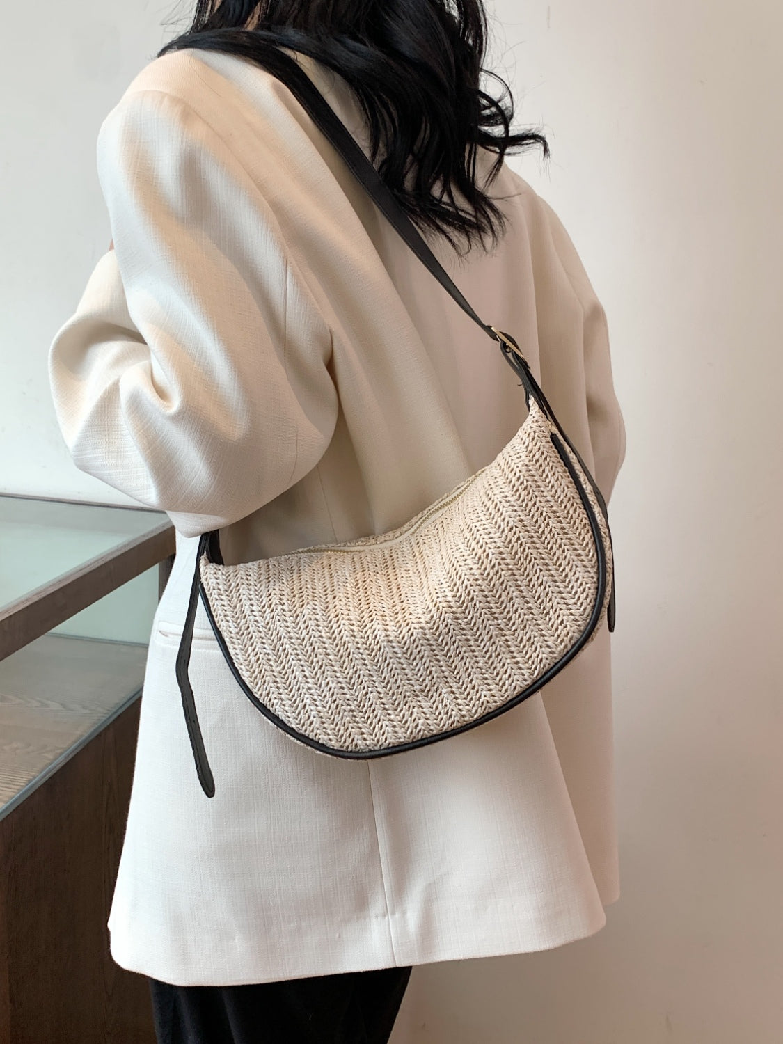 Straw Weave Adjustable Strap Shoulder Bag Trendsi