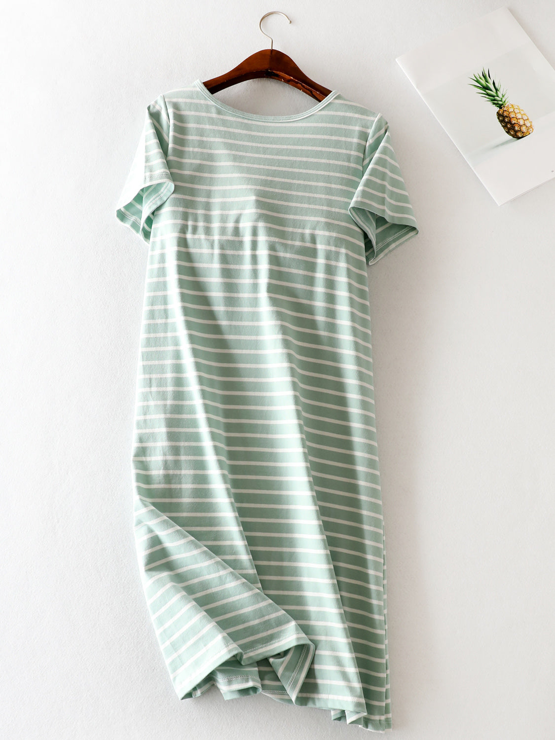 Striped Round Neck Short Sleeve Dress Trendsi