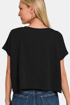 Zenana V-Neck Short Sleeve Crop T-Shirt Trendsi