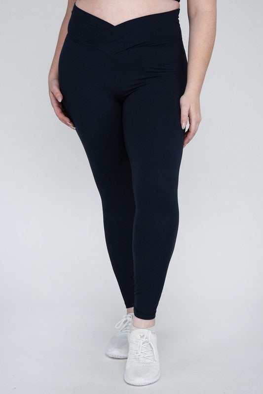 Plus Size V Waist Full Length Leggings Rae Mode