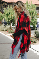 Buffalo Check Tassel Poncho Leto Accessories