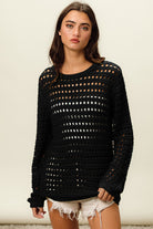 BiBi Round Neck Openwork Knit Cover Up Trendsi