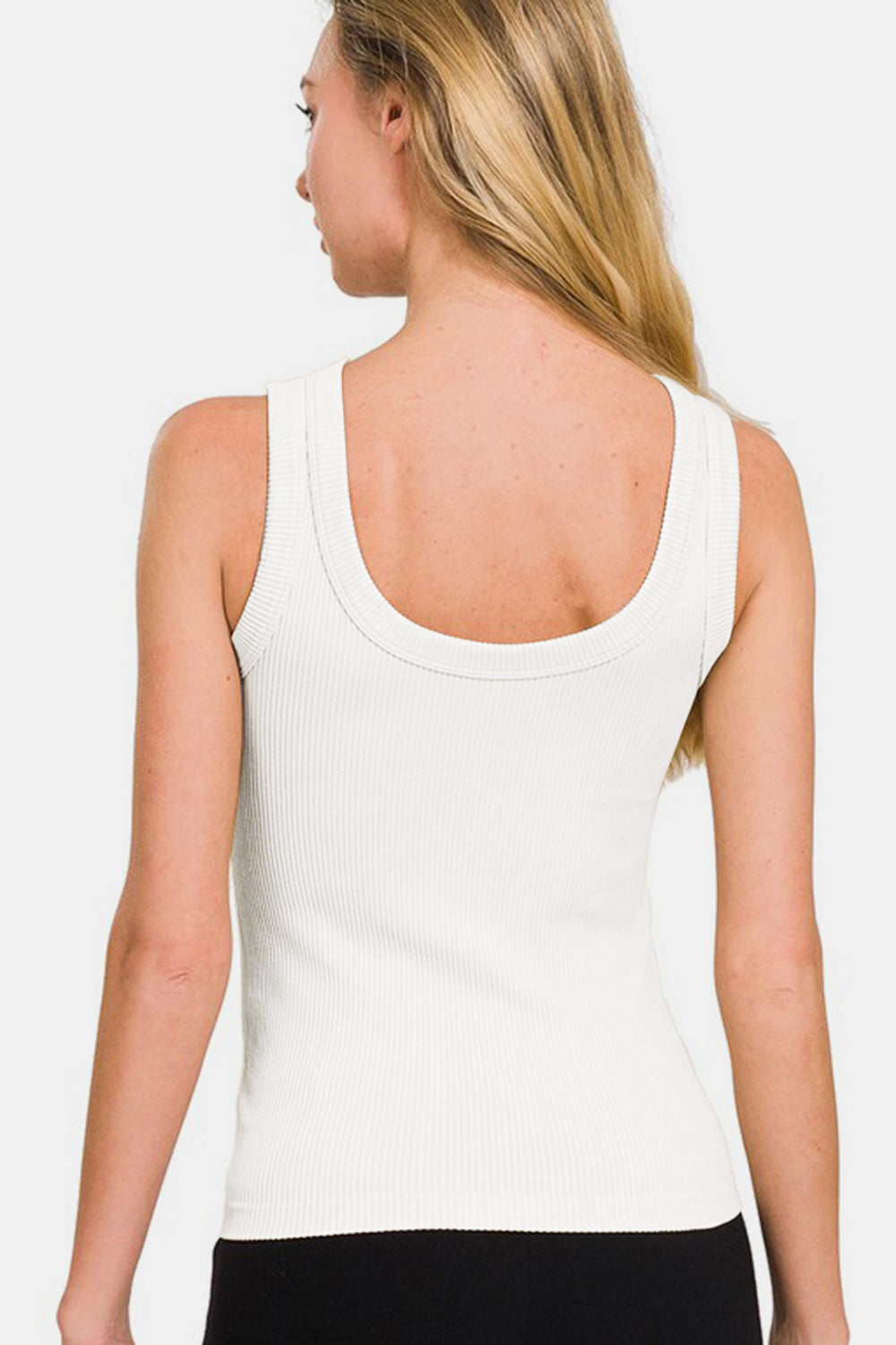 2 Way Neckline Washed Ribbed Tank Casual Chic Botique