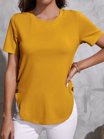 Round Neck Short Sleeve T-Shirt Trendsi