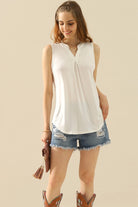 Ninexis Full Size Notched Sleeveless Top Trendsi