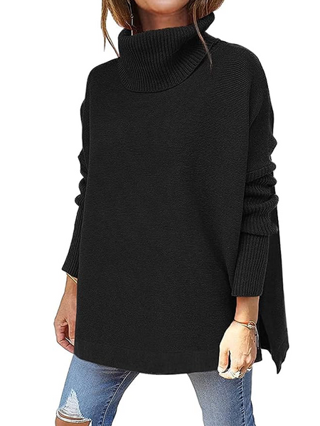 Side Split Turtleneck Sweater HEH7TVWVM8 Casual Chic Boutique